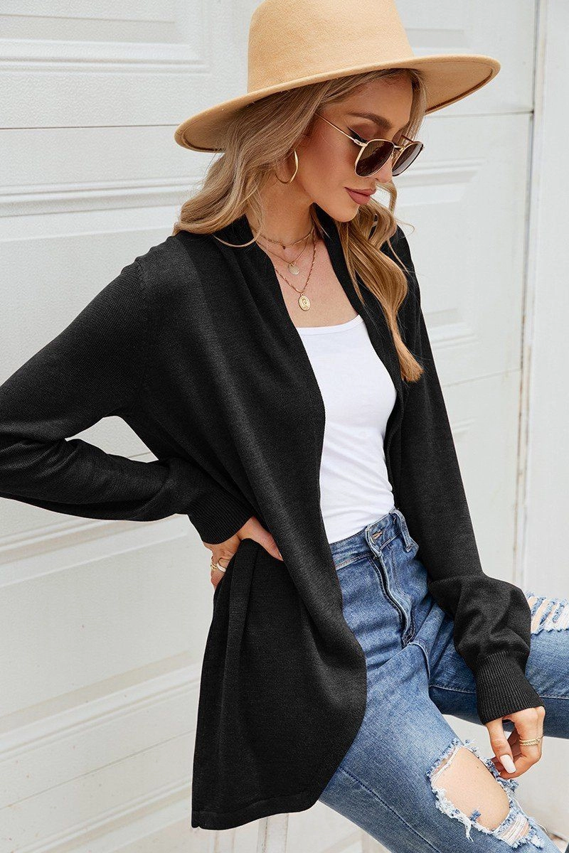 Tagless Design WOMEN LIGHTWEIGHT OPEN FRONT DAILY KNIT CARDIGAN