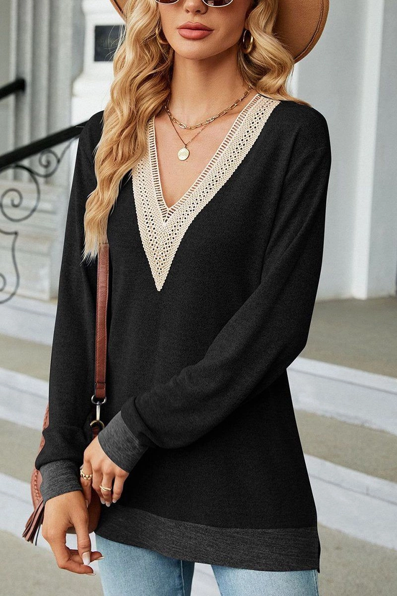 WOMEN LONG LENGTH GUIPURE LONG SLEEVE TOP Slim Fit Design