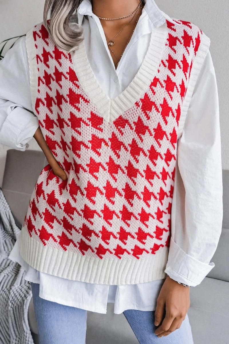 Textured Fabric Finish WOMEN RIBBED PATTERN SWEAT VEST