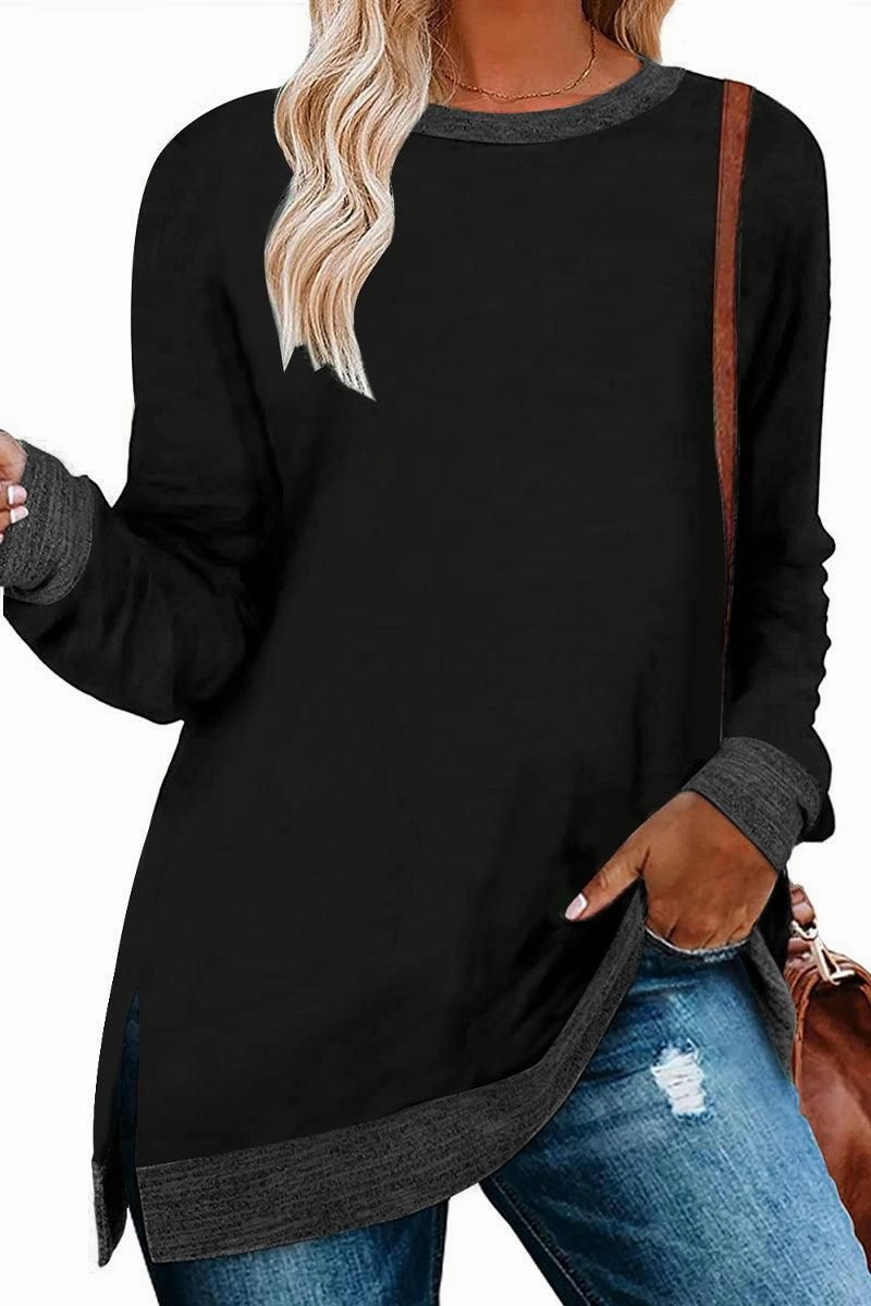 LightweightMaterial Drop Shoulder WOMEN SIDE SLIT OVERSIZED CREW NECK TEE
