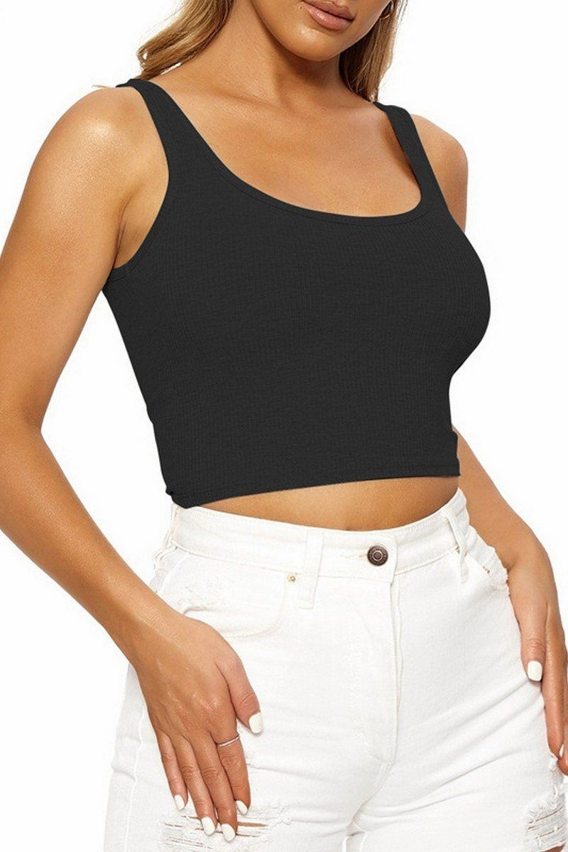 Quick Dry Tech WOMEN SLIM FITTED BASIC DAILY CROP TANK TOP