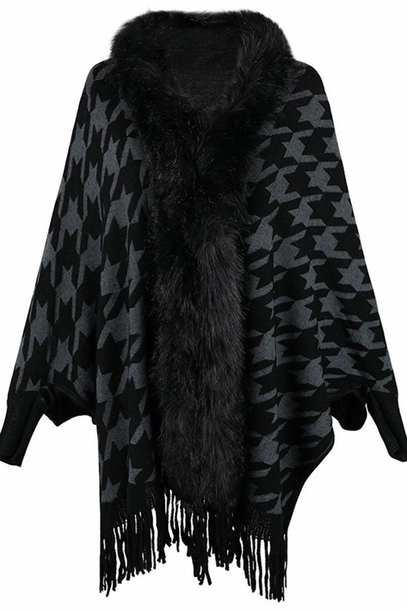 WOMENS OPEN FRONT FUR SHAWL JACKET Tagless Labeling