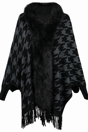 WOMENS OPEN FRONT FUR SHAWL JACKET Tagless Labeling