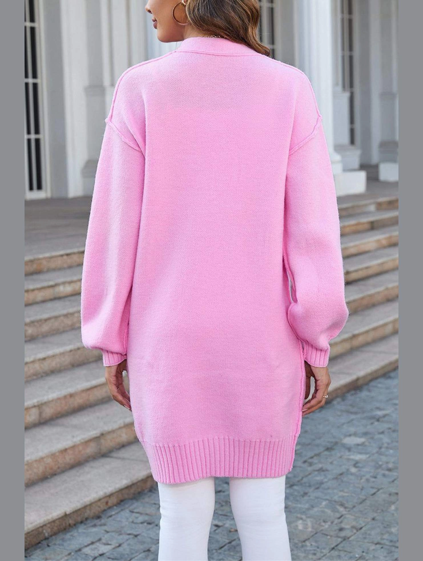 Womens Ribbed Open Front Cardigan with Pockets | Casual Knitwear Layered Look hypoallergenic material