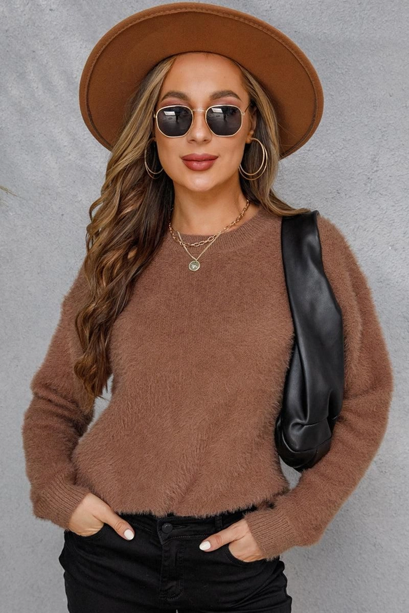 Active Look Soft Texture WOMENS ROUND NECK LONGSLEEVE TOP