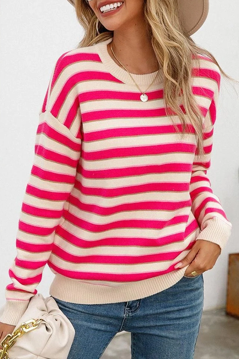 UltravioletProtectionFabric WOMENS STRIPE CASUAL SWEATER TOP