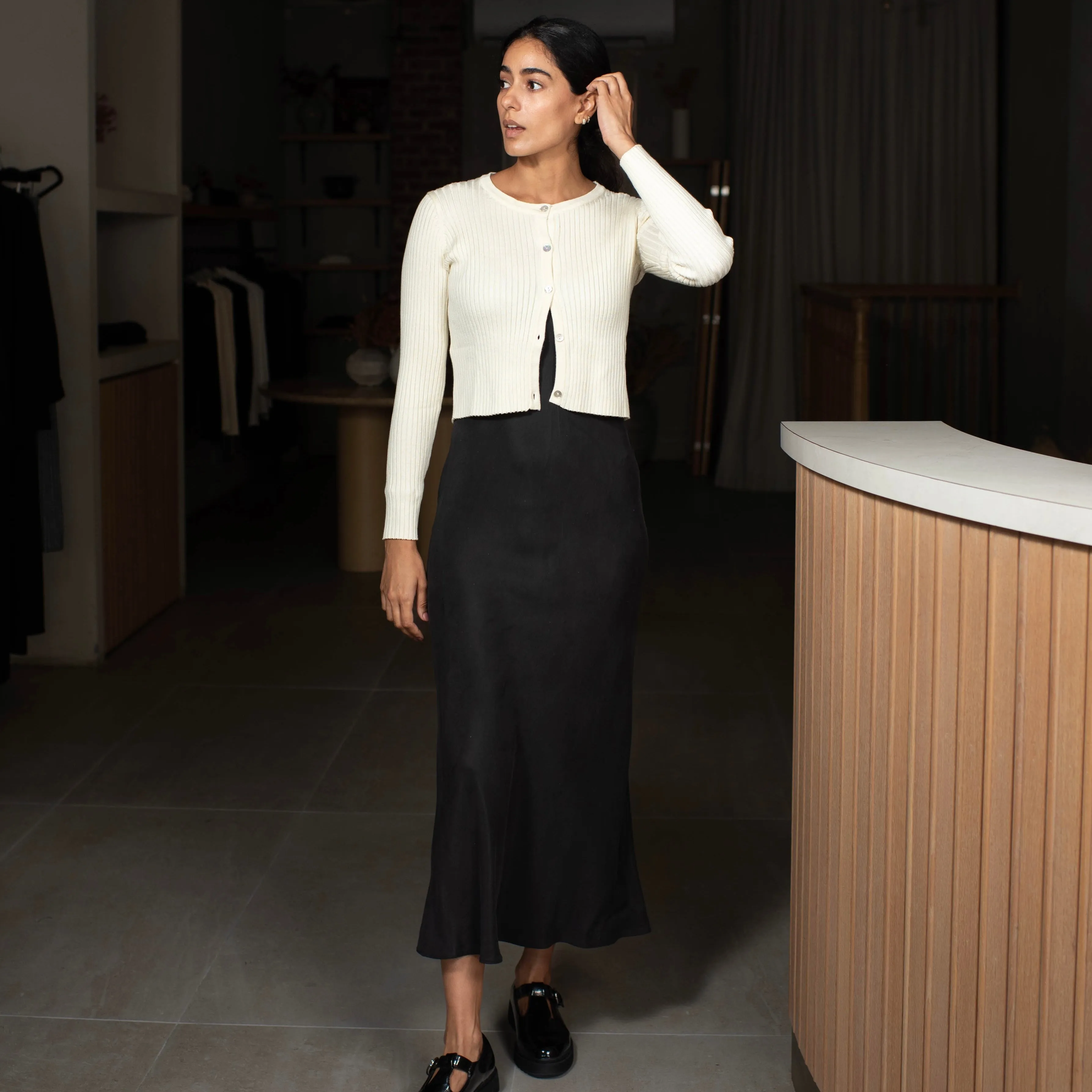 Scalloped-Edge Maxi Slip Dress [Final Sale]