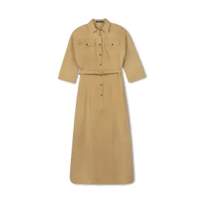 Aline Denim Dress | Khaki [Final Sale] Side Tie Summer Ease