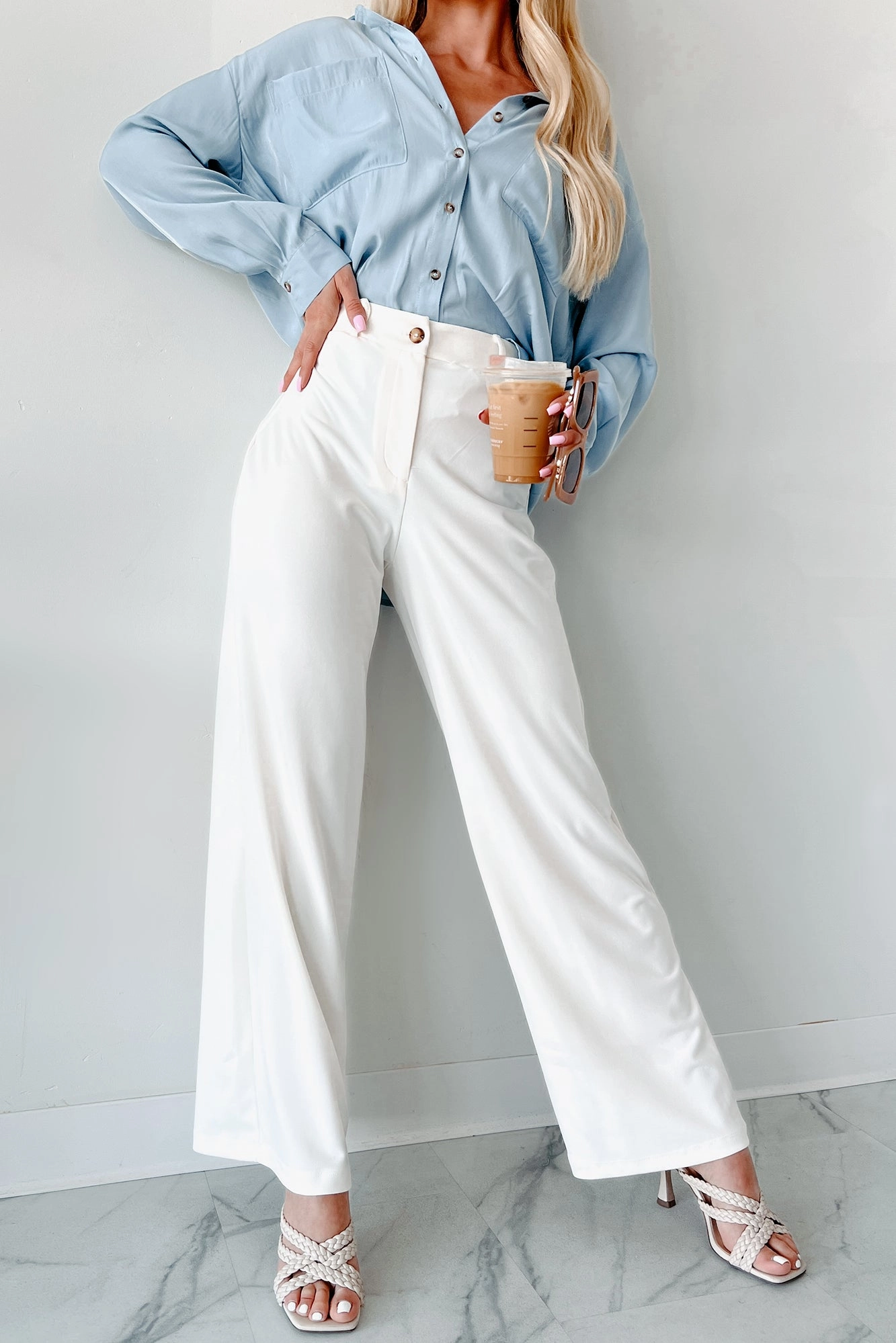 Soft Interior Working Together Wide Leg Pants (Off White)