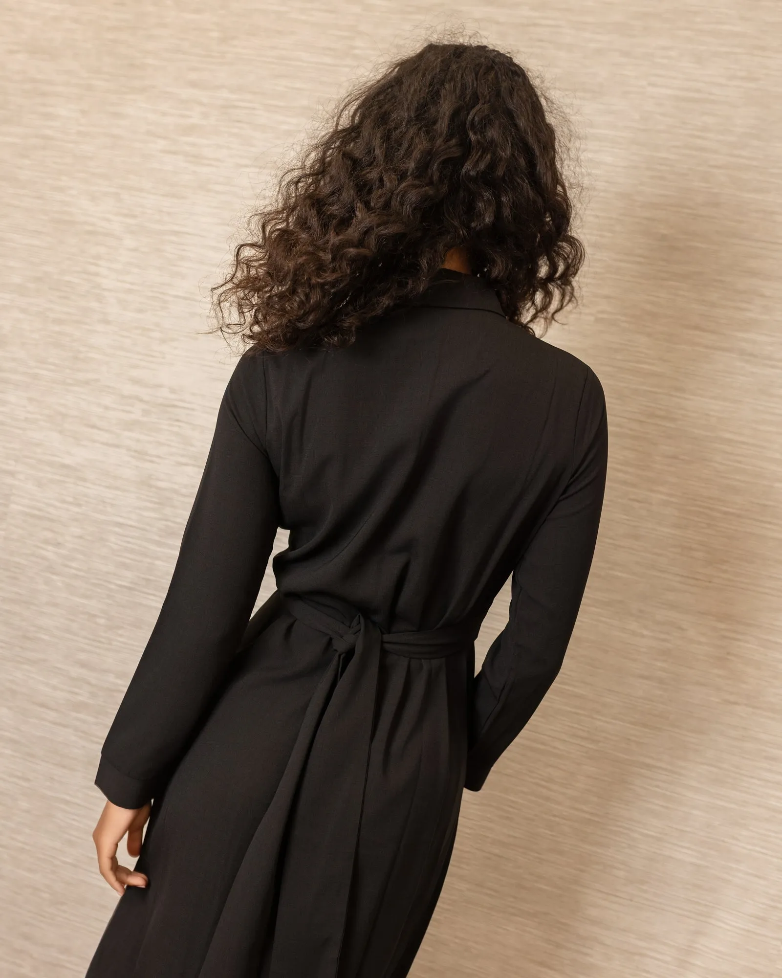 Everyday Style Wrap Front Shirtdress | Black