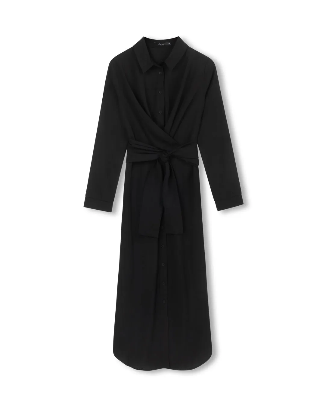 Fitted waist Vibrant Design Wrap Front Shirtdress | Black