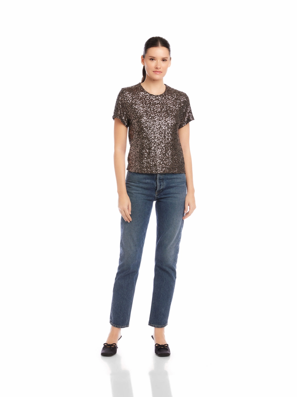 Stacey Sequin Top in Brown Fade Resistant Treatment