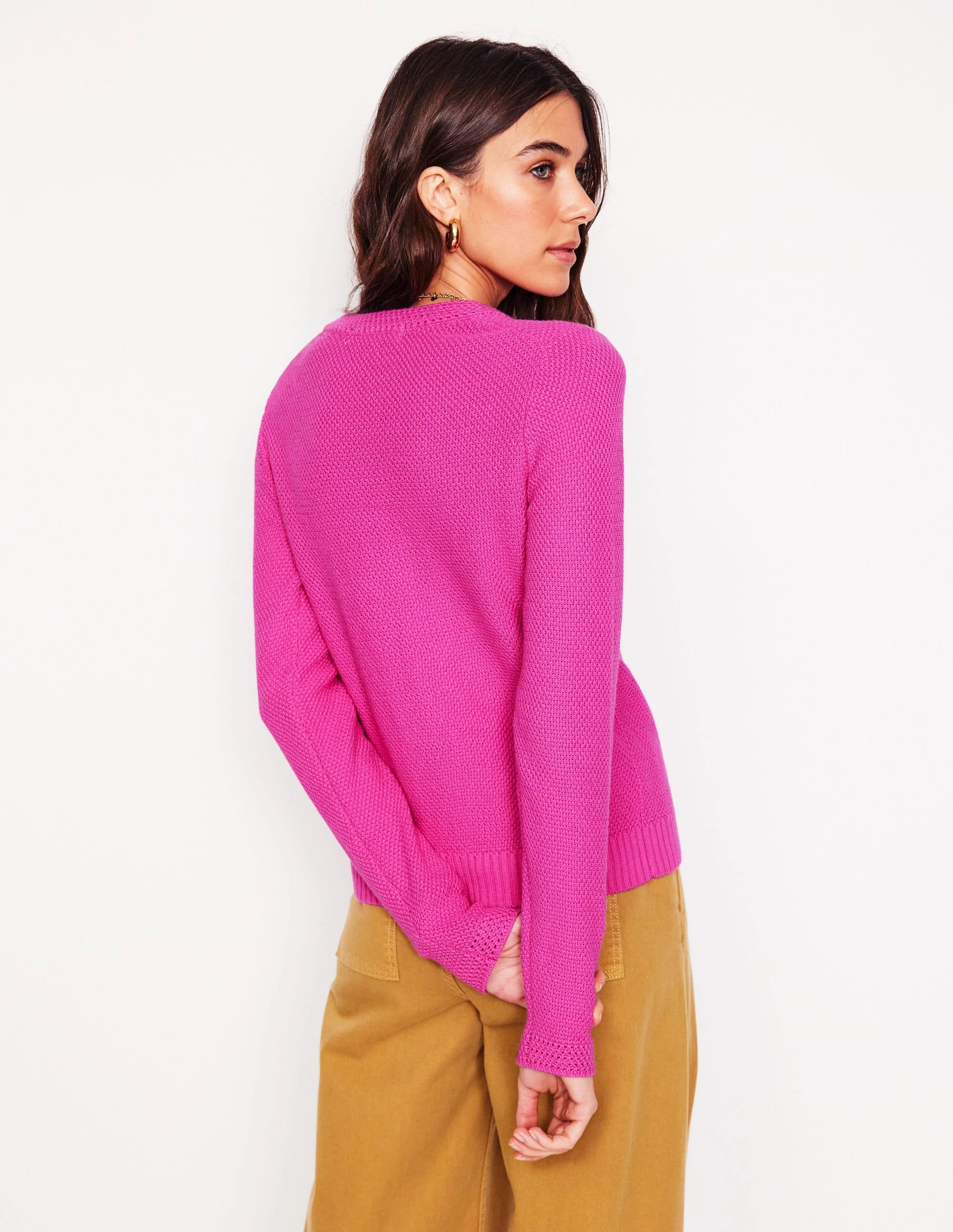 Callie Crochet Trim Cardigan-Tickled Pink Winter Comfort