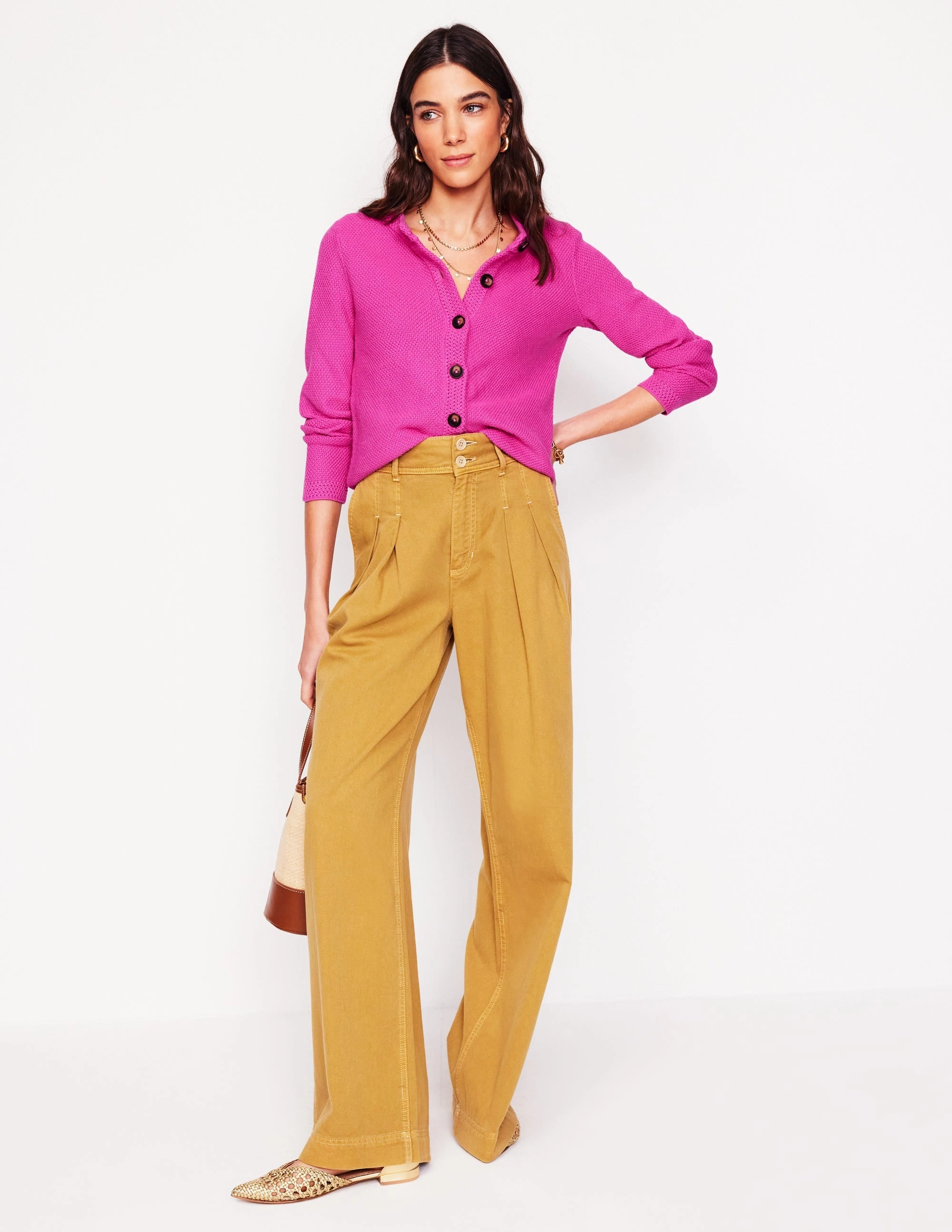 Callie Crochet Trim Cardigan-Tickled Pink QuickDry Technology Lattice Pattern