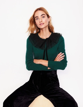 Textured Fabric Tulle Party Jumper-Glade Green