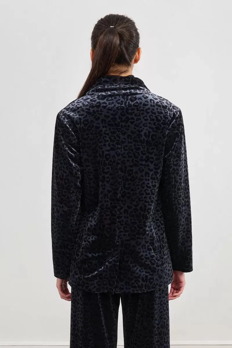 Architectural Tailoring EcoDyeProcess Velvet Leopard Blazer in Dark Grey