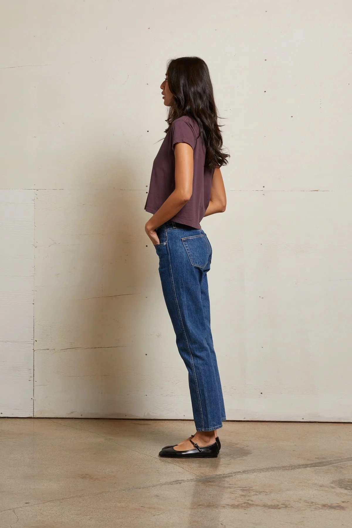 Tunic top Alanis Recycled Cotton V-Neck Tee in Plum