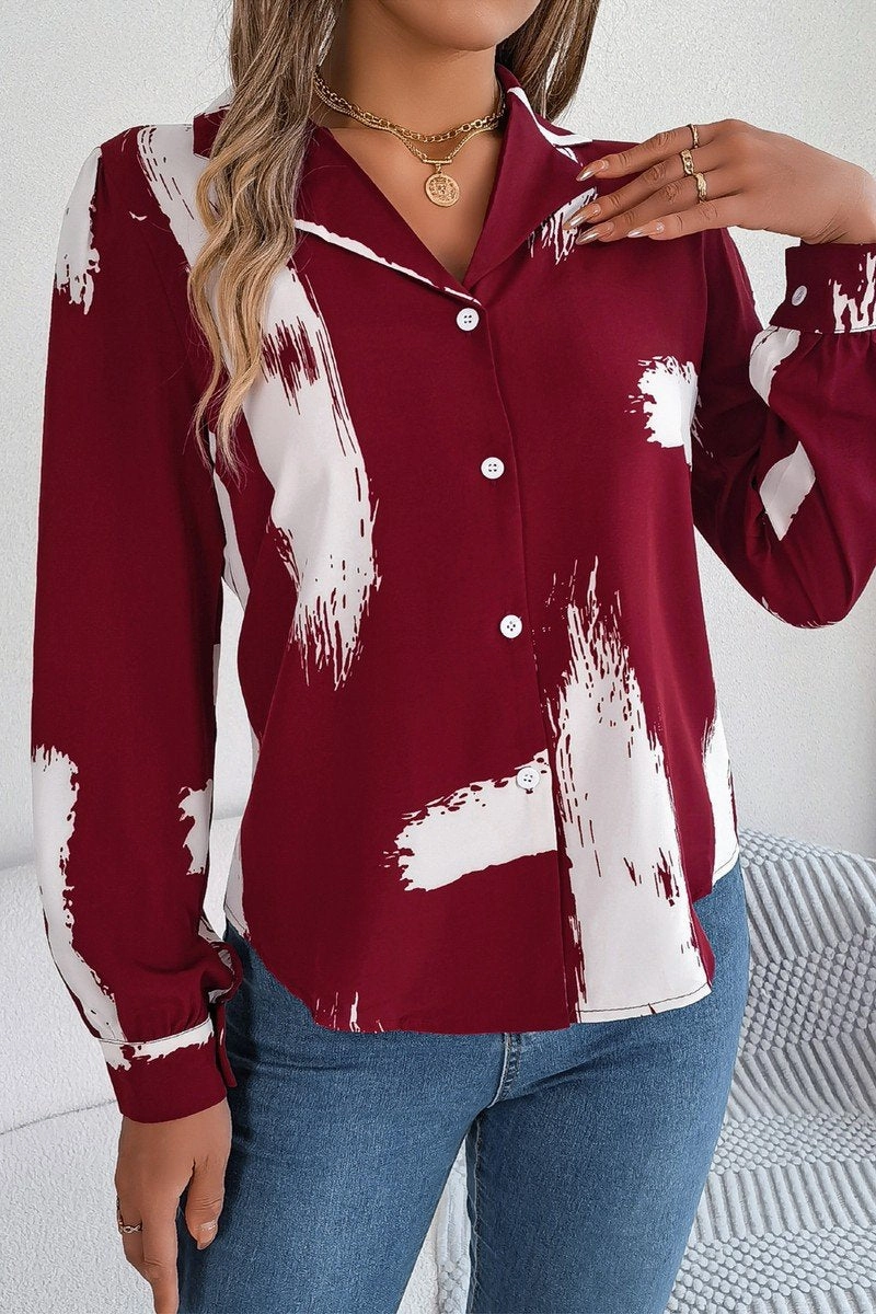 WOMEN DANDY PATTERNED BUTTON DOWN OFFICE BLOUSE Casual Tank