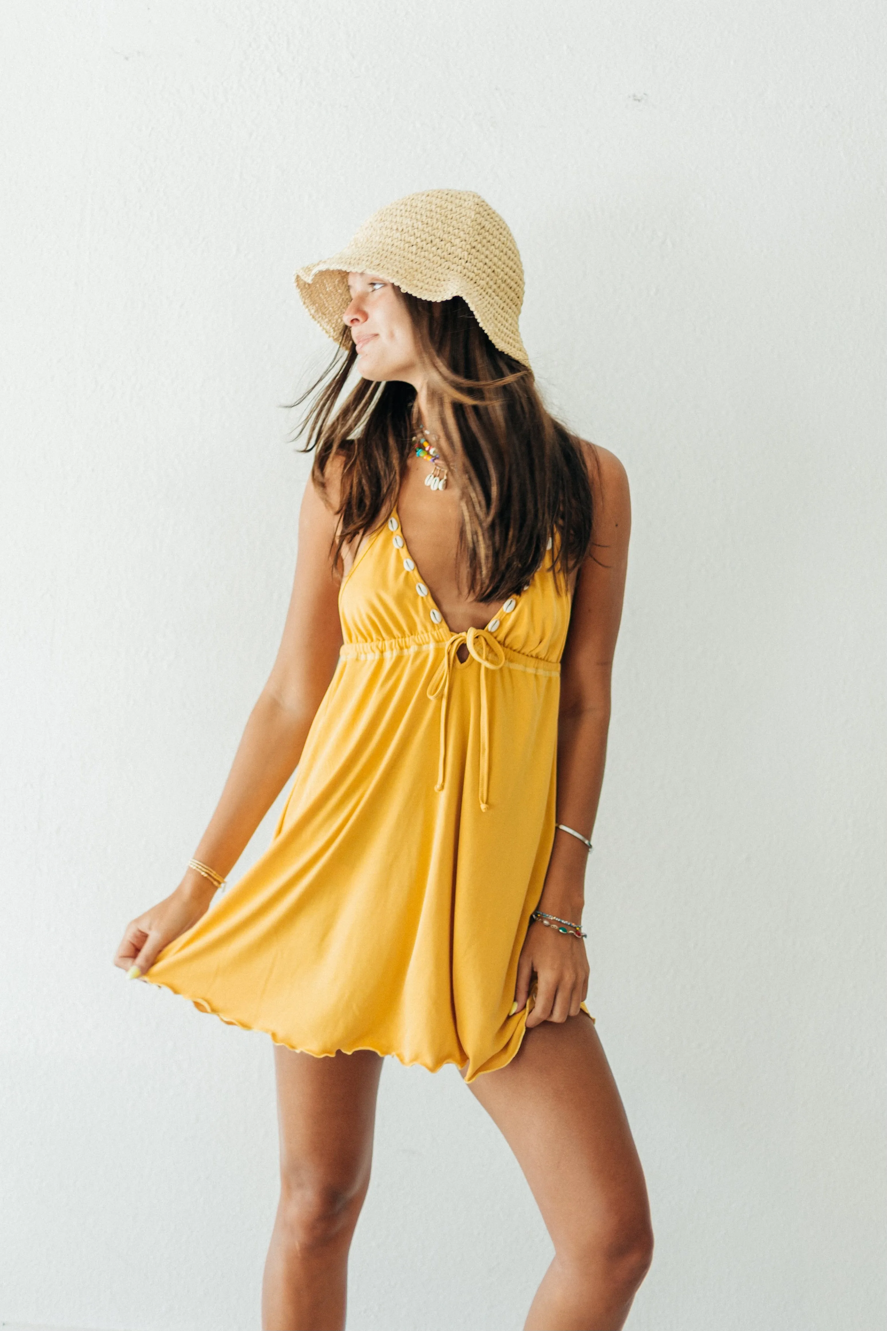 Casual Outfit Yellow Tide Mini Dress
