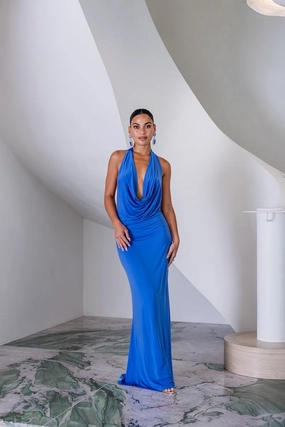 Saint Plunge Maxi Dress Sapphire Flattering Layer Smooth Outline