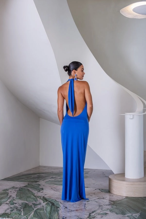 Saint Plunge Maxi Dress Sapphire Fresh Look