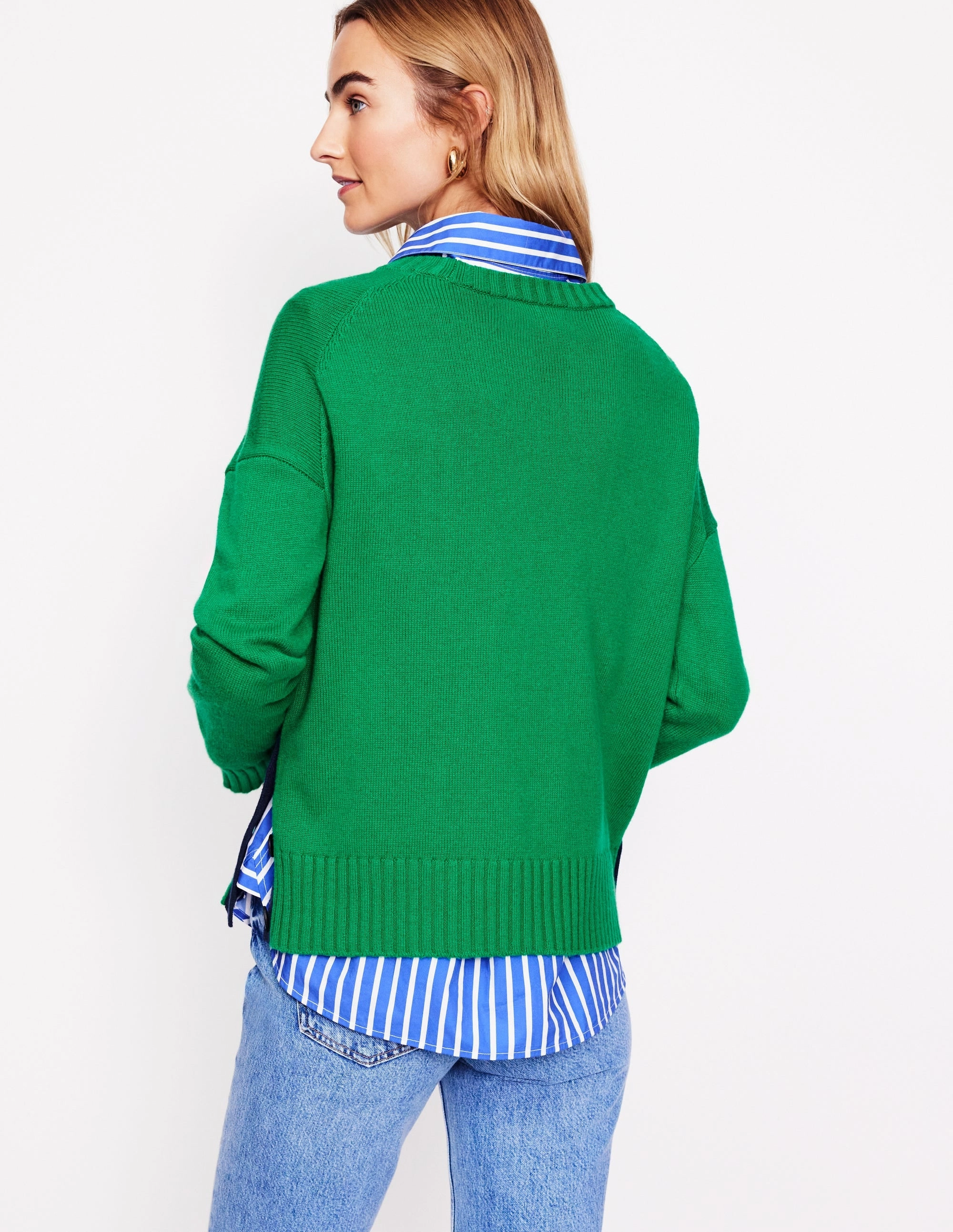 EcoFinish Waterproof Coating Relaxed Outfit Zia Button Side Jumper-Rich Emerald Green