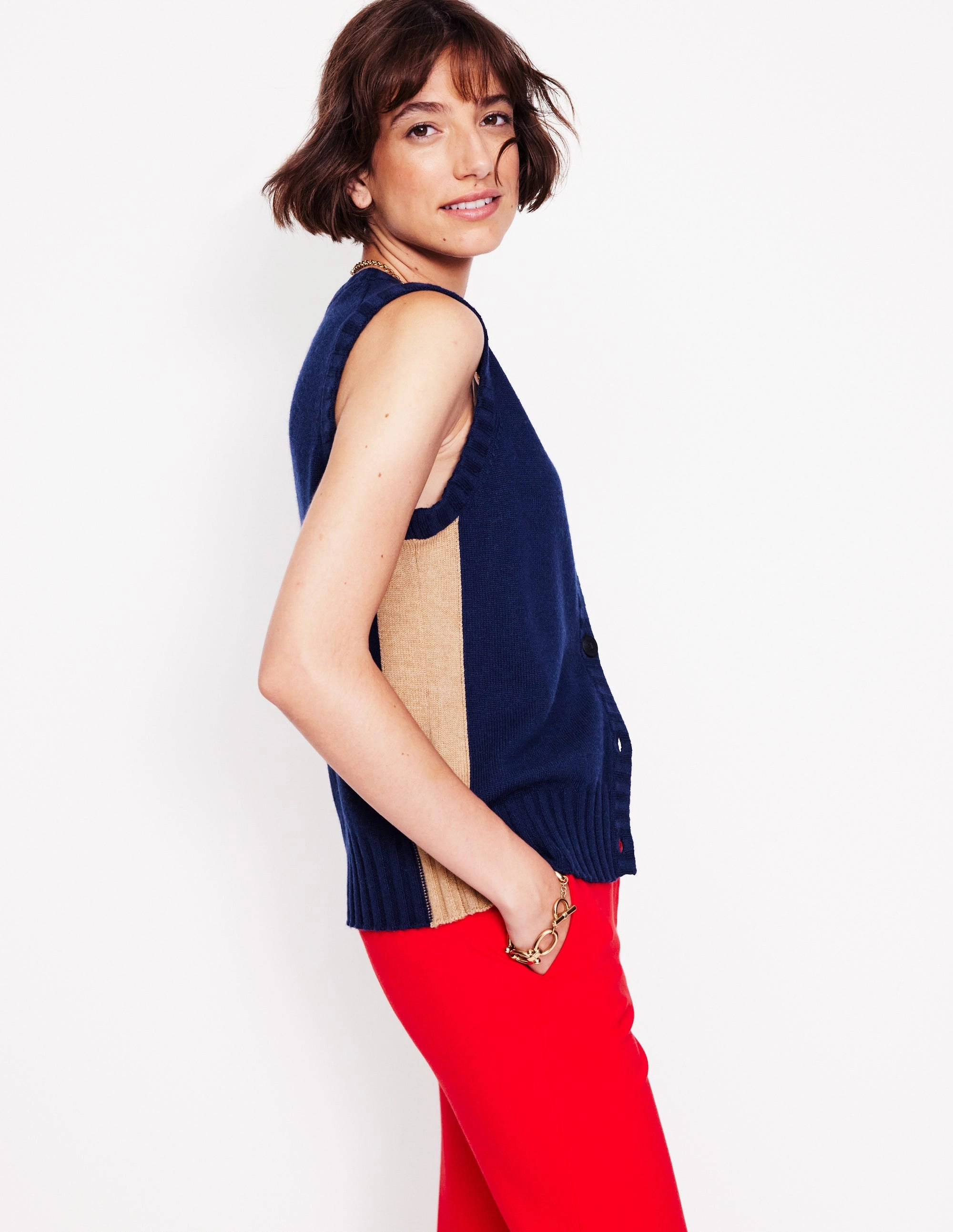 Zia Knitted Waistcoat-Navy EcoConscious Manufacturing Modern Style