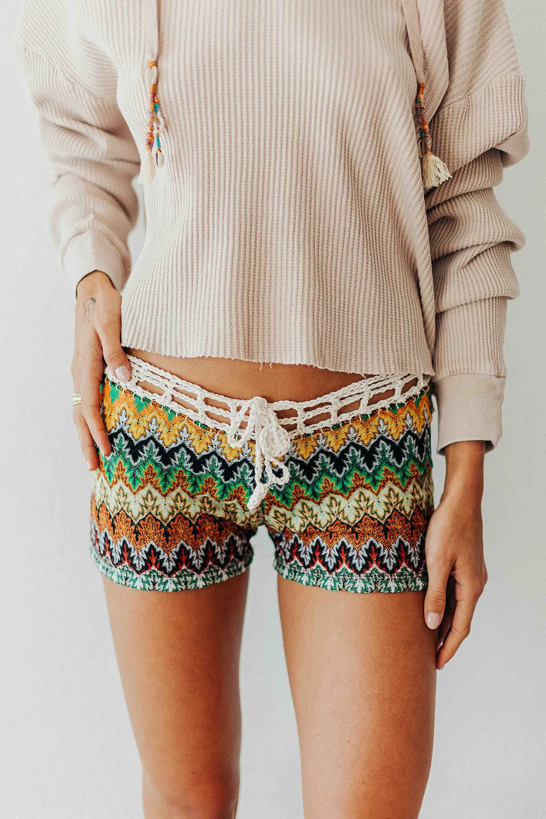 Clean Lines Roll-up style Zig Zag Crochet Shorts