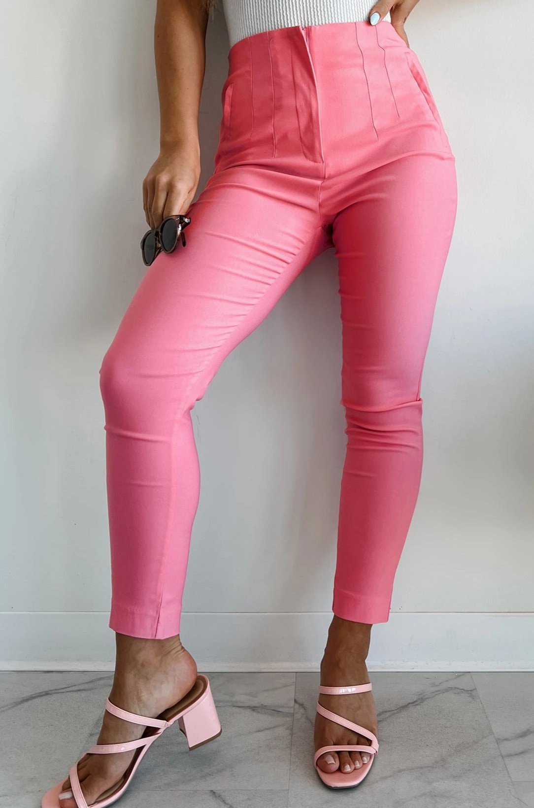 Abrasion resistant Utility Fit Read The Fine Print High Waist Skinny Pants (Pink)