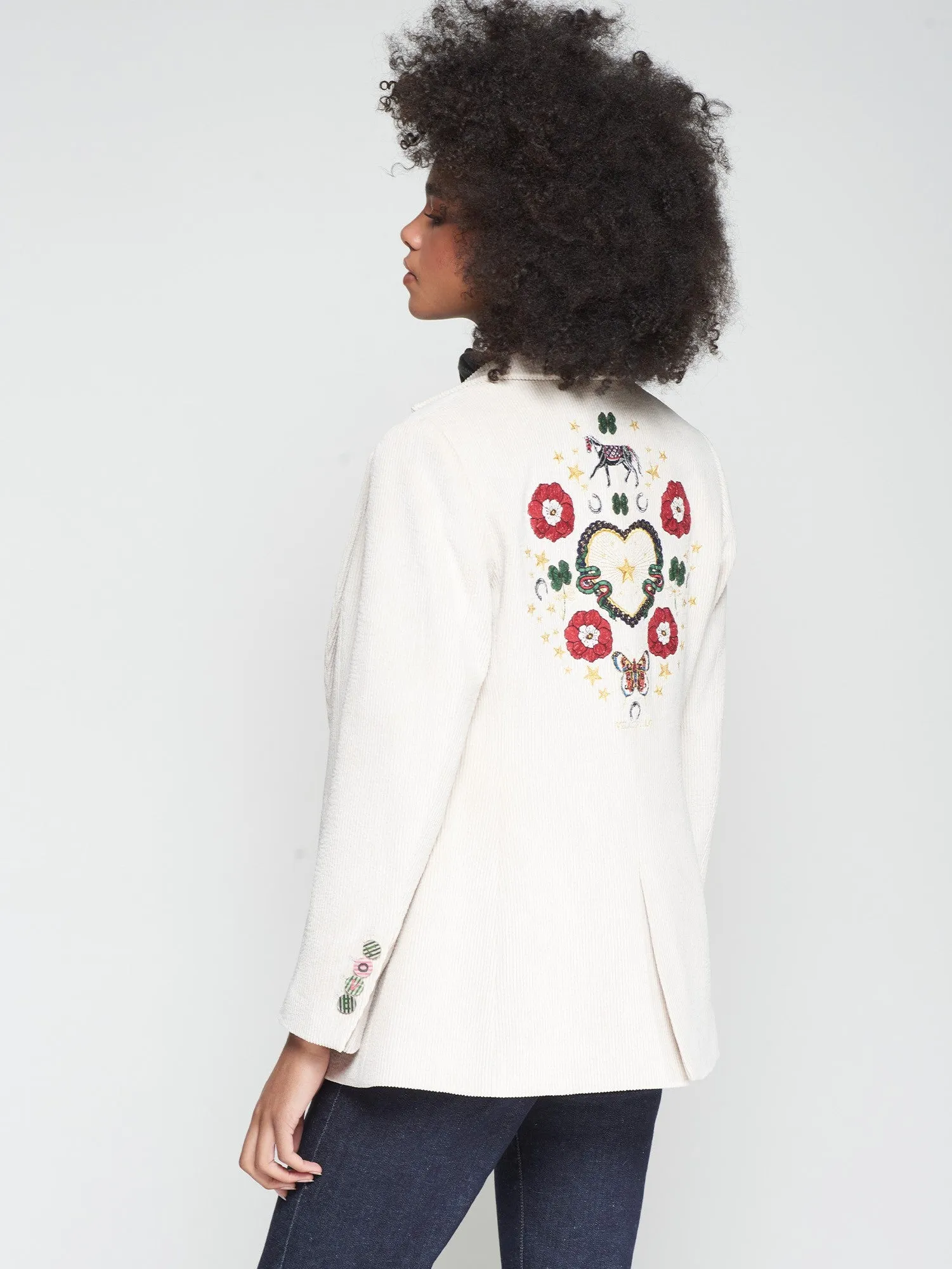 Preppy EMBROIDERED FLORAL BLAZER